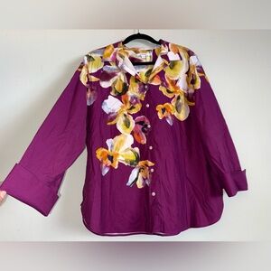 CHICO’S women’s  Floral Button Shirt No Iron Luxe Botanical sz 3 (US16)